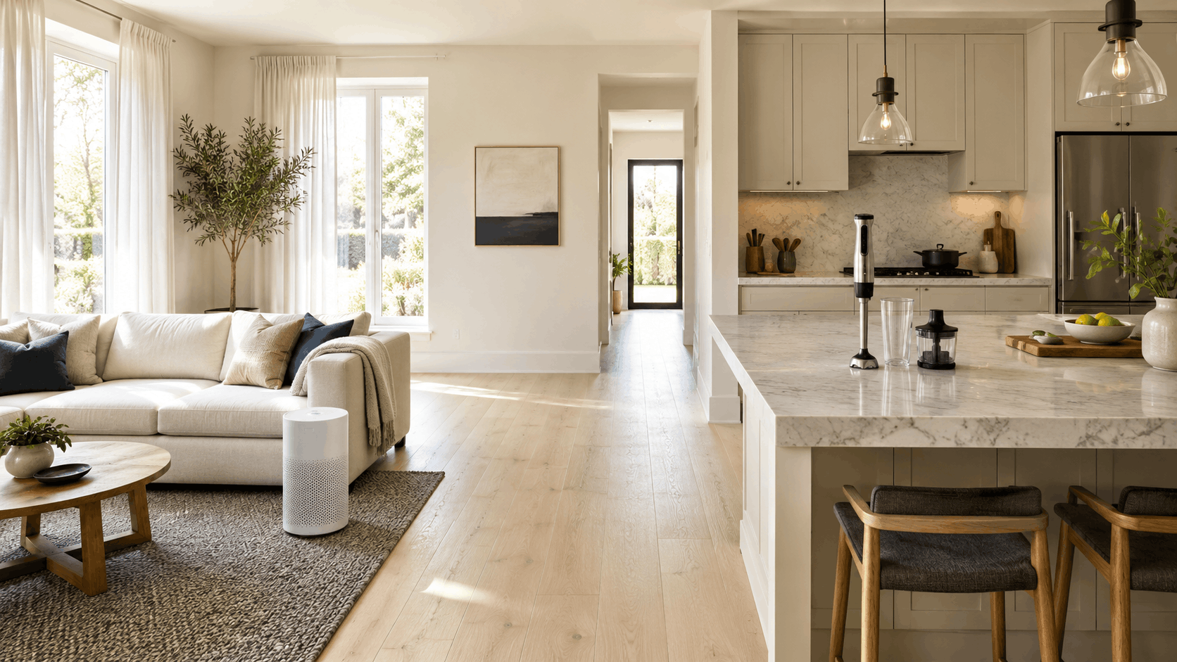 A bright home with air care and kitchen appliances