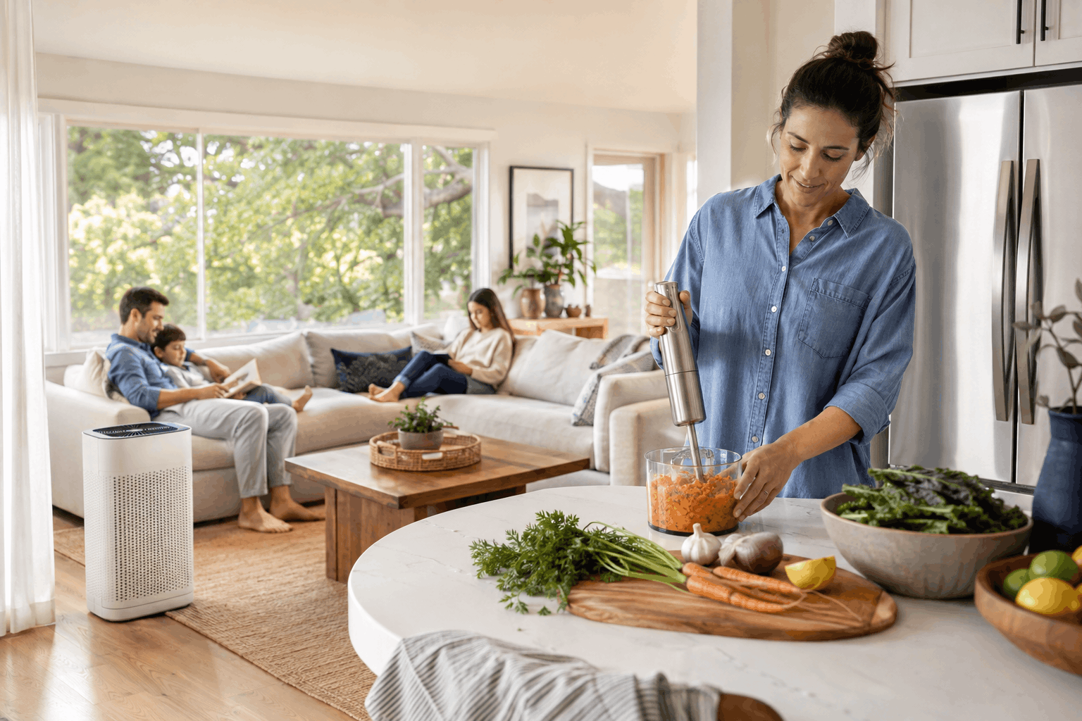 A family home supported by air care and kitchen appliances
