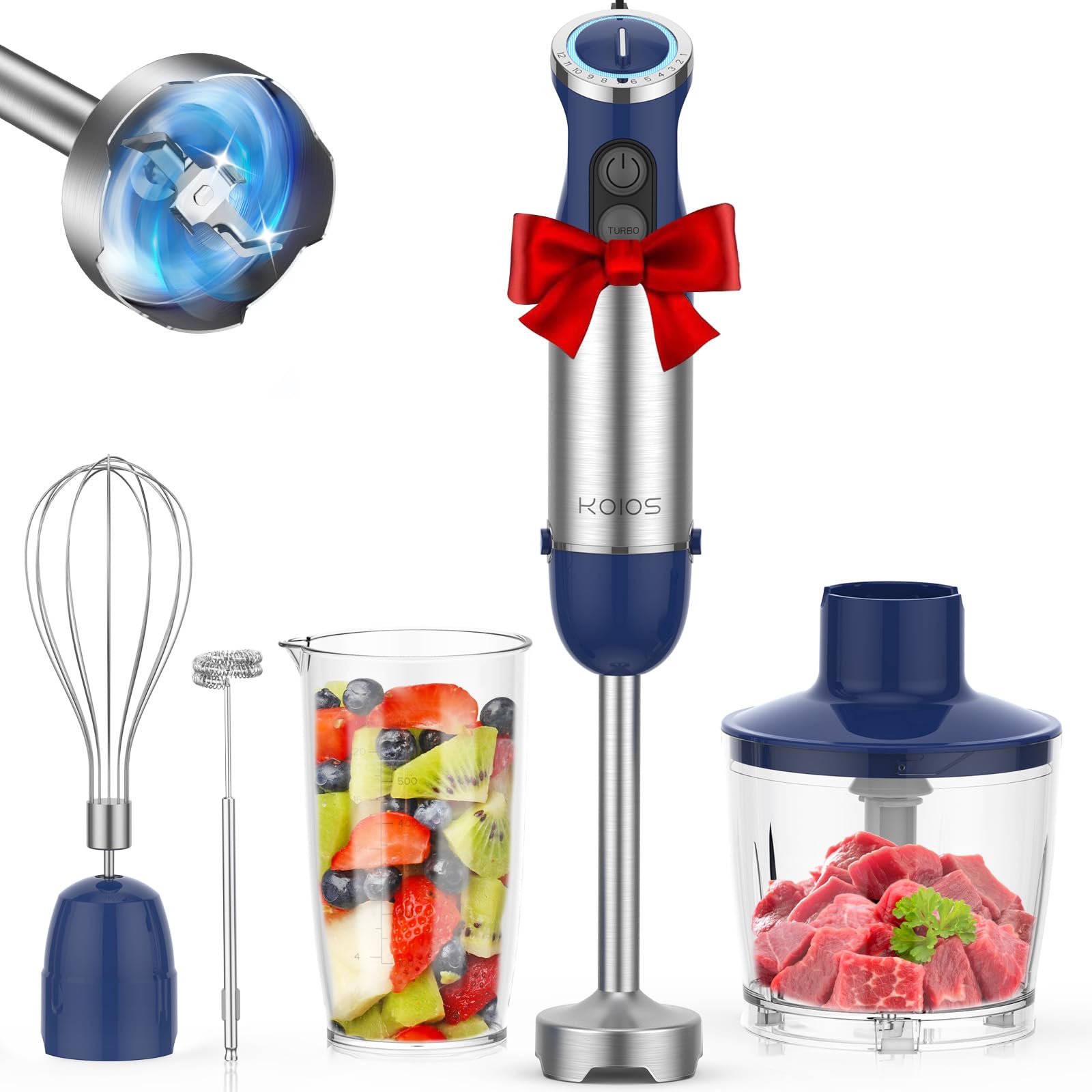KOIOS Blue 5-in-1 Hand Blender | 1000W Copper Motor Kit