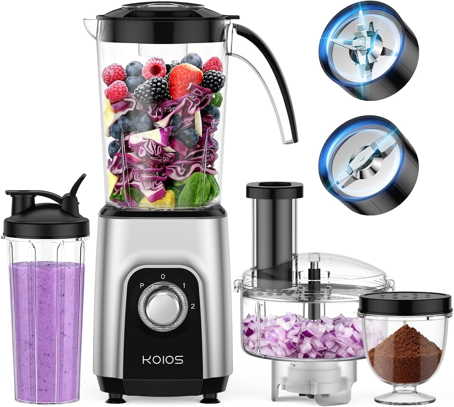 KOIOS 4-in-1 1000W | Blender Pitcher + Chopper + Grinders