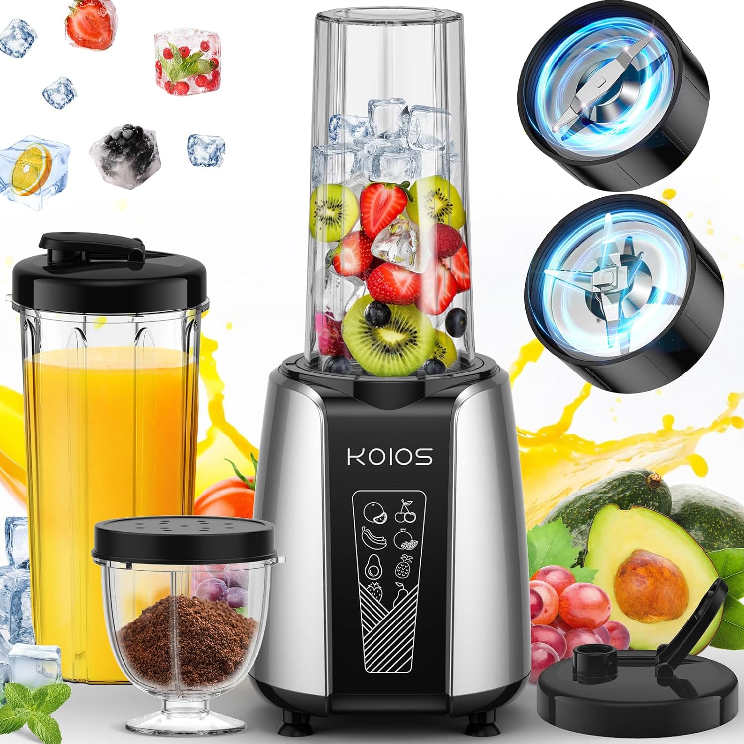 KOIOS BL309B | 1000W Blend & Grind Combo + 2 Travel Cups