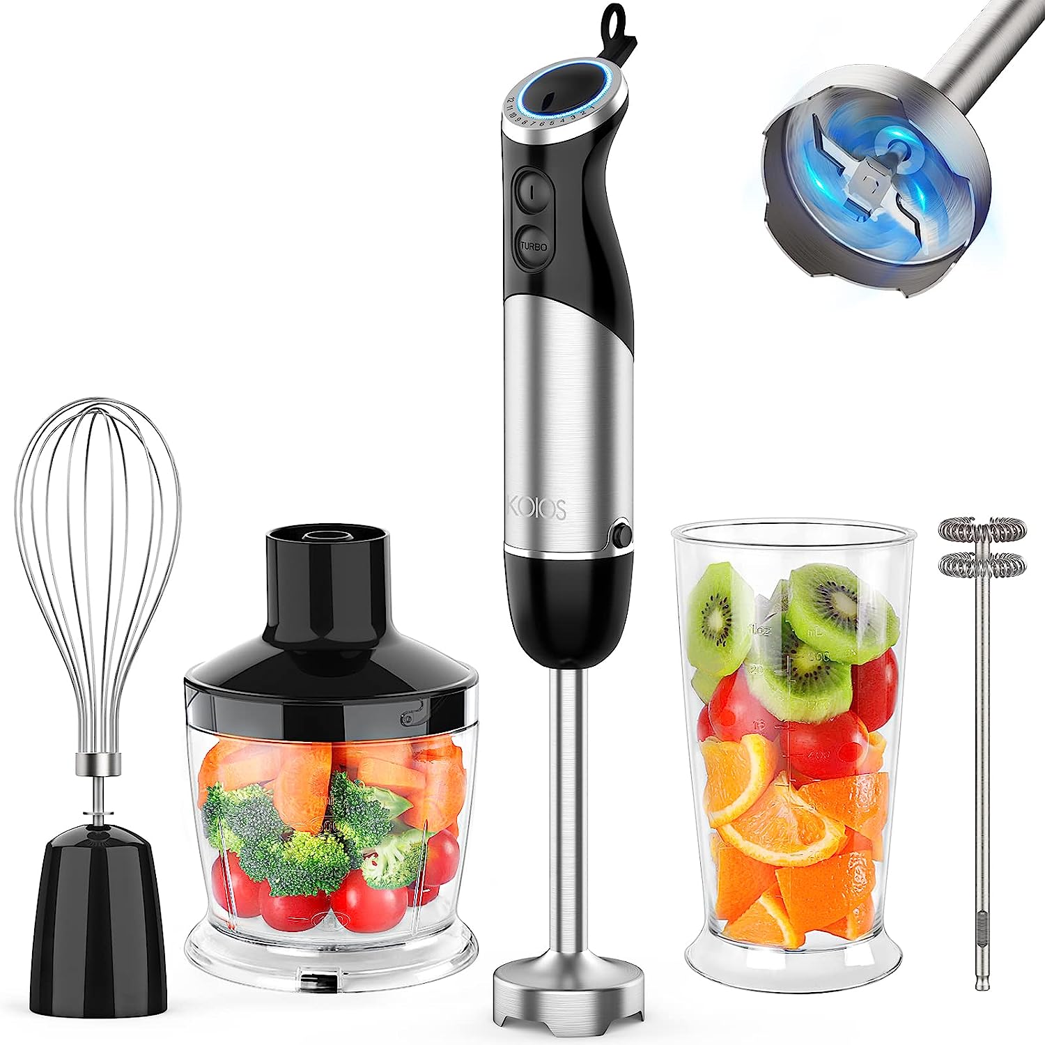 KOIOS | 1000W 5-in-1 Hand Blender | 12 Speeds + Turbo Boost Black
