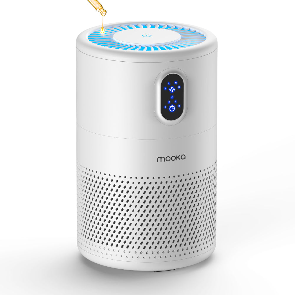 Mooka Air Purifier with PM2.5 Sensor, 3-Stage H13 HEPA Filter 278 Sf Coverage @ACH1 B-D02L White