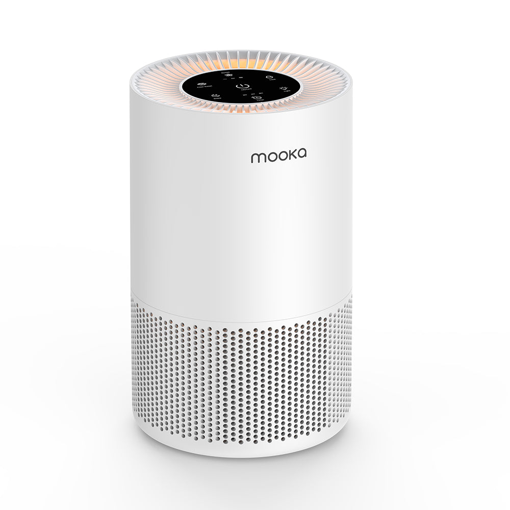 Mooka Air Purifier with Fragrance Diffuser 3-Stage H13 HEPA Filter 450 Sf Coverage @ACH1 AP-S0610L White